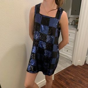 Alice and Olivia Black and Navy Sequin Party Dress